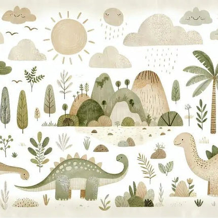 Wallpaper Cartoon 3D Primitive Jungle Dinosaur Mural Art - Wallpaper - Diantu - Mad Fly Essentials