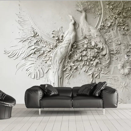 Wallpaper Custom Relief 3D Peacock Beauty Mural Wallpaper - Wallpaper - jiadou - Mad Fly Essentials