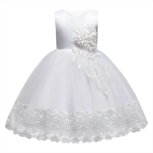 White Wedding Floral Girl Party Dress - Mad Fly Essentials