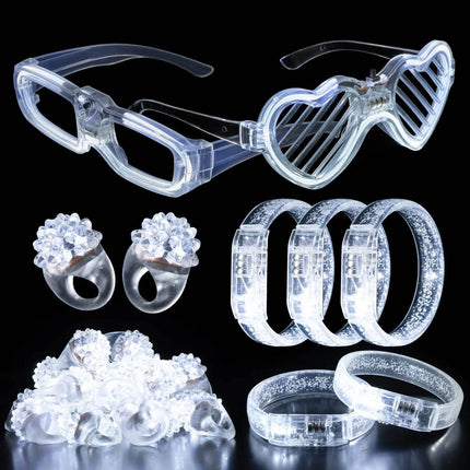 White Wedding LED Glasses Bracelet Set Party Essentials - Party Essentials - LEDIT - Mad Fly Essentials