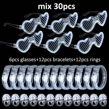 White Wedding LED Glasses Bracelet Set Party Essentials - Party Essentials - LEDIT - Mad Fly Essentials