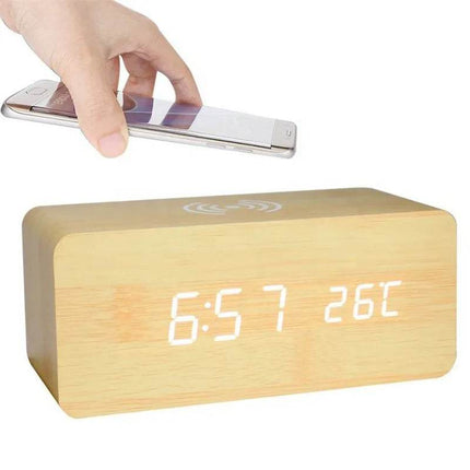 Wireless Wooden Digital LED Alarm Clock - Alarm Clock - Niditon - Mad Fly Essentials