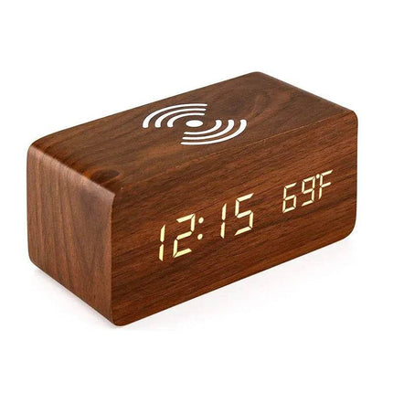 Wireless Wooden Digital LED Alarm Clock - Alarm Clock - Niditon - Mad Fly Essentials