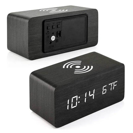 Wireless Wooden Digital LED Alarm Clock - Alarm Clock - Niditon - Mad Fly Essentials