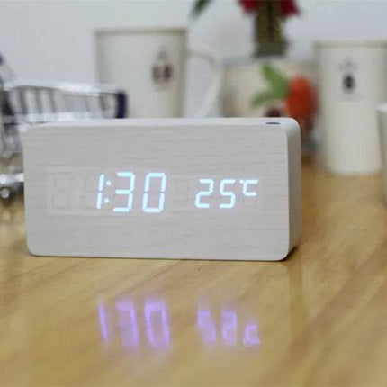 Wireless Wooden Digital LED Alarm Clock - Alarm Clock - Niditon - Mad Fly Essentials