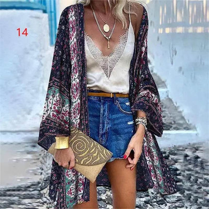 Woman Retro Bohemian Swimsuit Cardigan Outerwear - Outerwear - BOXDAQ - Mad Fly Essentials