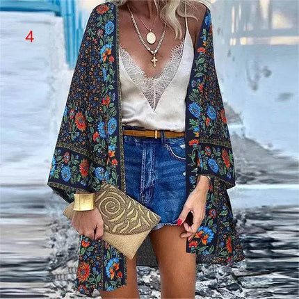 Woman Retro Bohemian Swimsuit Cardigan Outerwear - Outerwear - BOXDAQ - Mad Fly Essentials