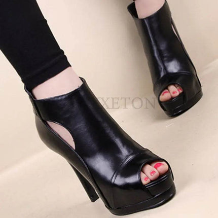 Women 11cm Breathable Black Office High Heels - High Heels - LUXXETON - Mad Fly Essentials