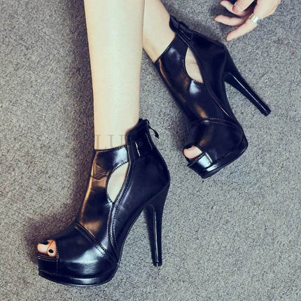 Women 11cm Breathable Black Office High Heels - High Heels - LUXXETON - Mad Fly Essentials