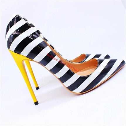 Women Yellow Zebra Striped High Heels – Mad Fly Essentials