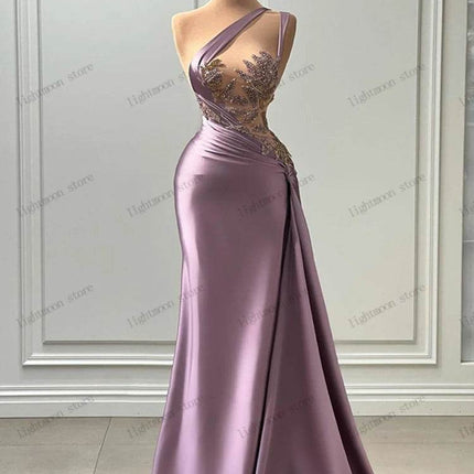 Women Satin Prom Evening Maxi Dress - Maxi Dress - Light Moon - Mad Fly Essentials