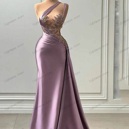Women Satin Prom Evening Maxi Dress - Maxi Dress - Light Moon - Mad Fly Essentials