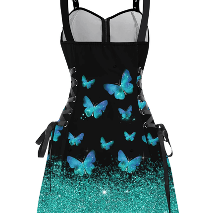 Women 2025 Purple Swirl Butterfly Mini Dress - Mini Dress - Boho Girl - Mad Fly Essentials