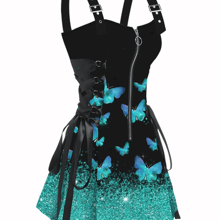 Women 2025 Purple Swirl Butterfly Mini Dress - Mini Dress - Boho Girl - Mad Fly Essentials