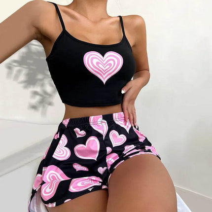 Women 2pc Hearts Summer Sleepwear Pajama Set - Pajama Set - Animal Unicorn - Mad Fly Essentials