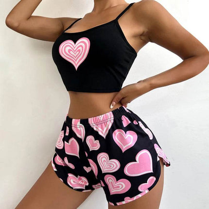 Women 2pc Hearts Summer Sleepwear Pajama Set - Pajama Set - Animal Unicorn - Mad Fly Essentials