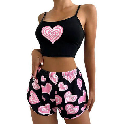 Women 2pc Hearts Summer Sleepwear Pajama Set - Pajama Set - Animal Unicorn - Mad Fly Essentials