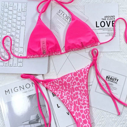 Women 2pc Lace Leopard Micro Bikini Set - Mad Fly Essentials