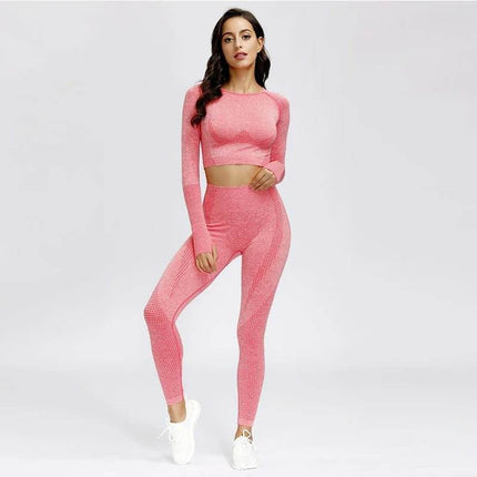 Women 2pc Solid Seamless Top Leggings Outfit Set - Outfit Set - Ensemble - Mad Fly Essentials