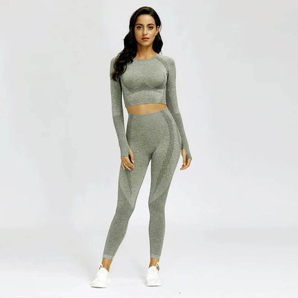 Women 2pc Solid Seamless Top Leggings Outfit Set - Outfit Set - Ensemble - Mad Fly Essentials