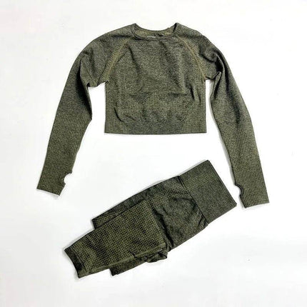 Women 2pc Solid Seamless Top Leggings Outfit Set - Outfit Set - Ensemble - Mad Fly Essentials