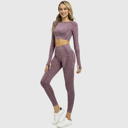 Women 2pc Solid Seamless Top Leggings Outfit Set - Outfit Set - Ensemble - Mad Fly Essentials