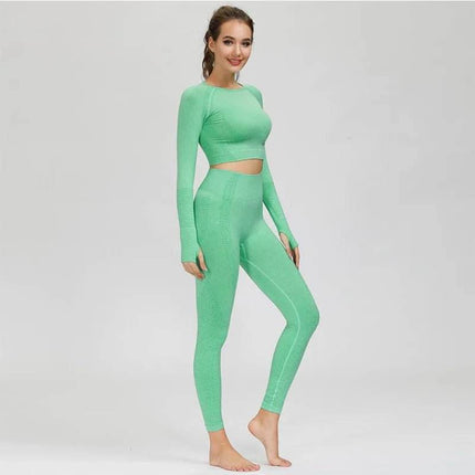 Women 2pc Solid Seamless Top Leggings Outfit Set - Outfit Set - Ensemble - Mad Fly Essentials