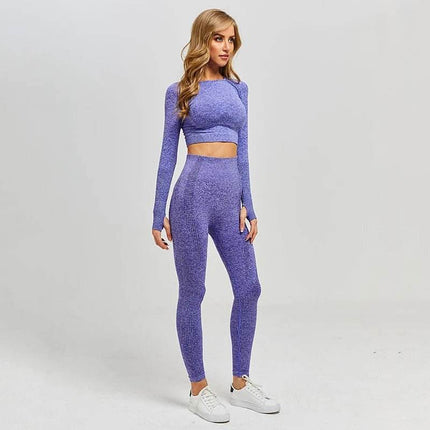 Women 2pc Solid Seamless Top Leggings Outfit Set - Outfit Set - Ensemble - Mad Fly Essentials