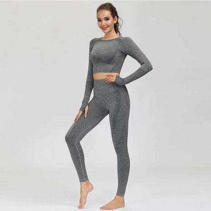 Women 2pc Solid Seamless Top Leggings Outfit Set - Outfit Set - Ensemble - Mad Fly Essentials