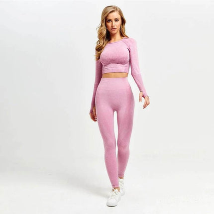 Women 2pc Solid Seamless Top Leggings Outfit Set - Outfit Set - Ensemble - Mad Fly Essentials