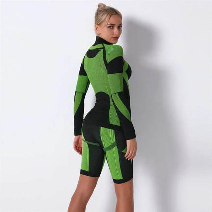 Women 2pcs Seamless Short Activewear Set - Activewear Set - BlackArachnia - Mad Fly Essentials