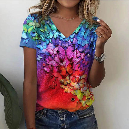 Women 3D Butterfly Summer Graphic Shirt - Shirt - Boho Girl - Mad Fly Essentials
