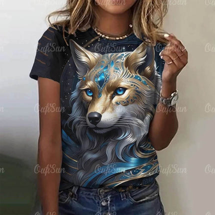 Women 3D Fashion Animal Wolf Summer Shirt - Shirt - oufisun - Mad Fly Essentials