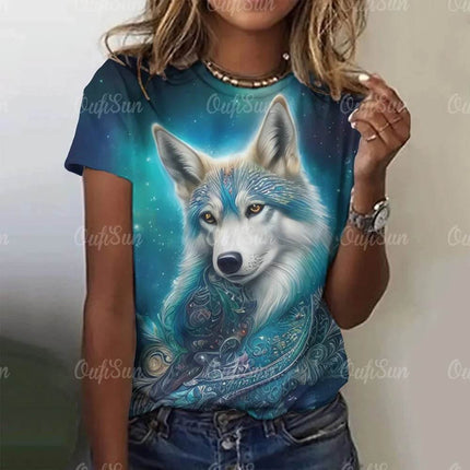 Women 3D Fashion Animal Wolf Summer Shirt - Shirt - oufisun - Mad Fly Essentials
