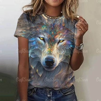 Women 3D Fashion Animal Wolf Summer Shirt - Shirt - oufisun - Mad Fly Essentials