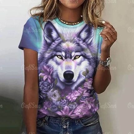 Women 3D Fashion Animal Wolf Summer Shirt - Shirt - oufisun - Mad Fly Essentials