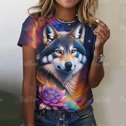 Women 3D Fashion Animal Wolf Shirt - Mad Fly Essentials
