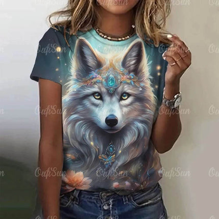 Women 3D Fashion Animal Wolf Summer Shirt - Shirt - oufisun - Mad Fly Essentials