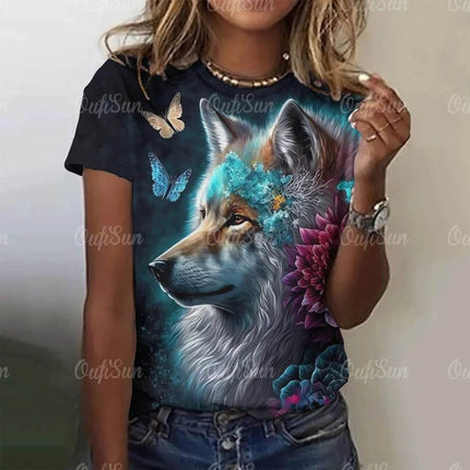 Women 3D Fashion Animal Wolf Summer Shirt - Shirt - oufisun - Mad Fly Essentials