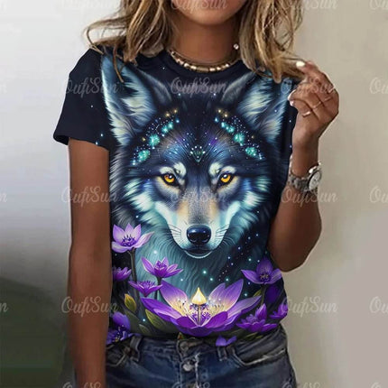 Women 3D Fashion Animal Wolf Summer Shirt - Shirt - oufisun - Mad Fly Essentials