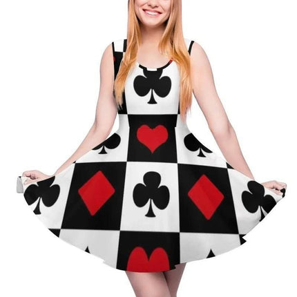 Women 3D Fashion Poker Card Skater Mini Dress - Mini Dress - syntecso - Mad Fly Essentials