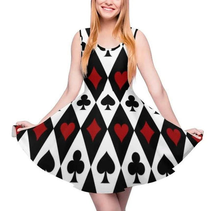 Women 3D Poker Skater Mini Dress - Mad Fly Essentials