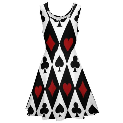 Women 3D Fashion Poker Card Skater Mini Dress - Mini Dress - syntecso - Mad Fly Essentials