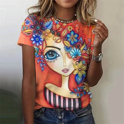 Women 3D Floral Medieval Short Summer Shirt - Shirt - RUNMEIFA - Mad Fly Essentials