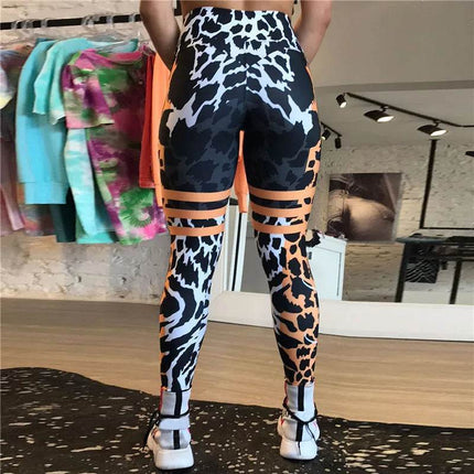 Women 3D Leopard Striped Fitness Leggings - Fitness Leggings - FCCEXIO - Mad Fly Essentials