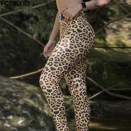 Women 3D Leopard Striped Fitness Leggings - Fitness Leggings - FCCEXIO - Mad Fly Essentials
