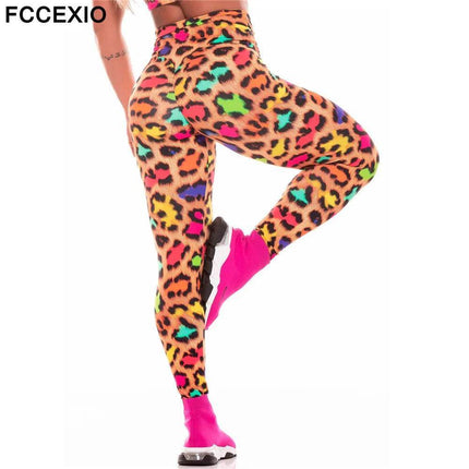 Women 3D Leopard Striped Fitness Leggings - Fitness Leggings - FCCEXIO - Mad Fly Essentials