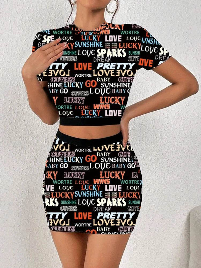 Women 3D Love 2pc Skirt Outfit Set - Mad Fly Essentials