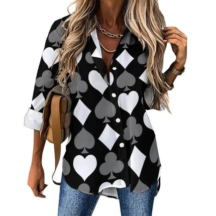 Women 3D Poker Party Cards Office Shirt - Mad Fly Essentials