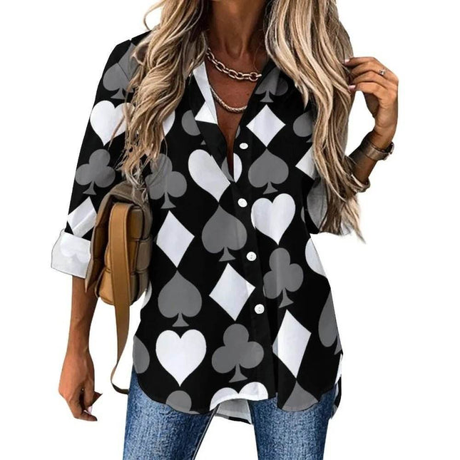 Women 3D Poker Party Cards Office Shirt - Mad Fly Essentials